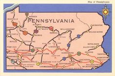 a map of pennsylvania with all the towns and roads