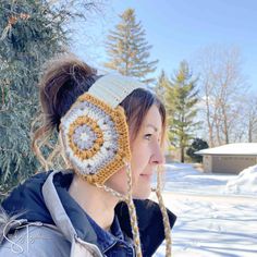 child wearing crochet head warmer Crochet Ear Wrap, Ear Muffs Crochet Pattern Free, Head Warmers Crochet, Crochet Face Warmer, Diy Ear Muffs, Crochet Head Warmer, Crochet Ear Muffs Free Pattern, Crochet Earmuffs Free Pattern, Crochet Ear Muffs