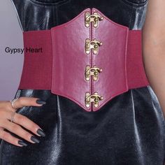 Swing Arm Latch Front Corset Belt Color Burgundy Stretch Medium Stretch Buckle Type Symmetrical Buckle Belts Width Wide Belt Material Pu Leather One Size Length 30.1 Inches Medium Stretch Elegant Red Corset Belt For Party, Corset Belt, Suspender Belt, Boutique Accessories, Wide Belt, Ladies Boutique, Suspenders, Waist Belt, Belt Buckles