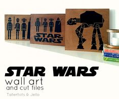 star wars wall art and cut files displayed on shelf