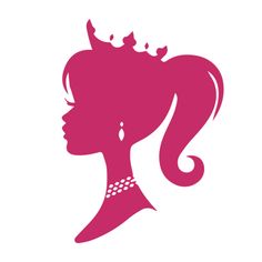 the silhouette of a woman's head with a crown on her head, in pink