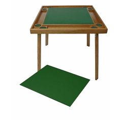 a wooden table with green felt underneath it