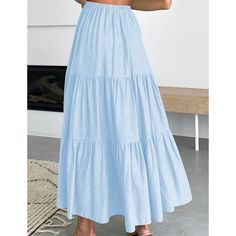 Light Blue Cotton Blend Swing Maxi Skirt with Pockets Maxi Skirt With Pockets, Fashion Illustration Dresses, Skirt With Pockets, Skirts With Pockets, Kauai, Skirt Outfits, Petticoat, Modest Fashion, Fashion Illustration