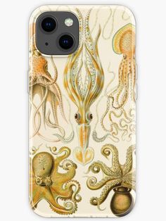 Vintage Underwater Octopus Illustration - Cute Scientific Sea Life Aesthetic - Yellow Orange Exotic Ocean Aqua Art iPhone Case Sea Life Aesthetic, Octopus Illustration, Vintage Octopus, Yellow Iphone Case, Octopus Wall Art, Aesthetic Yellow, Octopus Print, Aqua Art, Illustration Cute