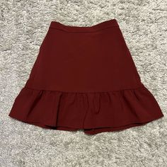 - Womens J.Crew A-Line Mini Skirt - Size 00 - Burgundy / Wine Red Color - Adorable Ruffle Detail - Brand New With Tags Wine Red Skirt, Burgundy Midi Skirt, Blue Velvet Skirt, Short Pencil Skirt, Sequin Midi Skirt, Midi Skirt With Pockets, Burgundy Skirt, Wine Red Color, White Denim Skirt