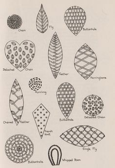 a drawing of different shapes and sizes of leaves