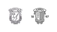 two crests that have been drawn in black and white