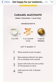 the ingredients for caramel macchiato