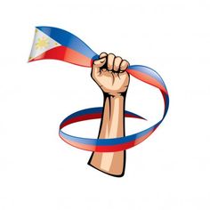 a hand holding a ribbon with the philippines flag on it