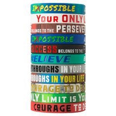 PRICES MAY VARY. Achieving goals: Wearing a motivational wrist strap is a great way to remind yourself never to give up your dreams or goals. Our soft silicone bracelet is characterized by inspiring information, which can inspire, inspire and encourage you every day. 【Size Information】: Each rubber bracelet measures 8 inches/20 cm in circumference, 2.5 inches/ 6.4 cm in diameter and 0.47 inches/1.2cm in width. The silicone wristband has some elasticity and fits most people's size. Universal sili Classroom Rewards, School Supply Labels, Rubber Bracelets, Silicone Bracelets, Achieving Goals, Bracelet Design, Wristbands, Wrist Strap, Bracelet Designs