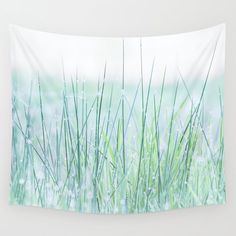 green grass in the sunlight with blurry background wall hanging tapestry by artbyte