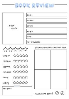 the book review worksheet is shown