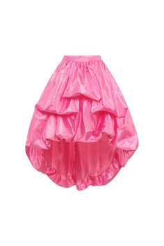 Unleash your inner princess with the Disco Star Skirt. This vibrant Shocking Pink skirt boasts a perfectly puffed silhouette, complete with a tiered bubble hem. Crafted from dead stock Polyester Taffeta. Mid rise fit Tucked up and Mini at the front with a long back Designed to be Fitted at the waist and flare out into a Bubble Hem Invisible zipper at side Fully lined Model is a standard size Small wearing a size S. We use flash, film and polaroid photography, for best colour accuracy of the garm Diy Bubble Skirt, Long Bubble Skirt, Bubble Hem Skirt, Sunset Skirt, Pink Long Skirt, Star Skirt, Polaroid Photography, Form Fitting Tops, Puffy Skirt