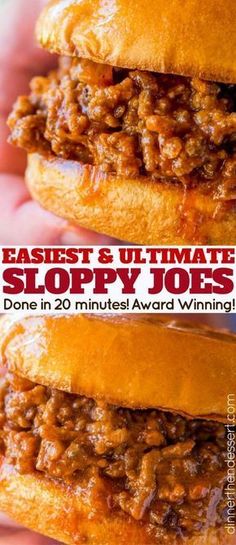 an advertisement for sloppy joes with two sandwiches