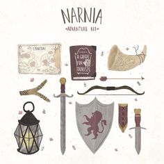 an illustration of various items from the narnia adventure kit