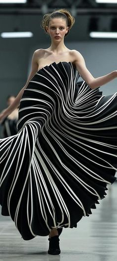 Optical Illusion Fashion, Incredible Dresses, Fashion Design Inspiration Board, Stripe Fashion, Cultures Around The World, Country Attire, Designer Gown, Structured Dress, International Clothing