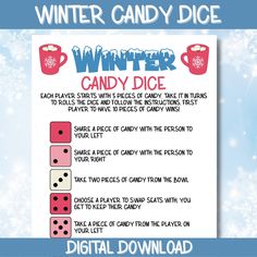 the winter candy dice game is shown