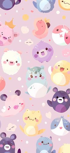 an animal themed wallpaper with many different animals on it's face and eyes