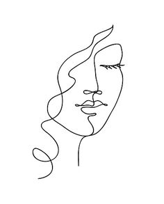 a line drawing of a woman's face