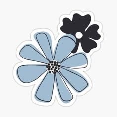 a blue and black flower sticker on a white background