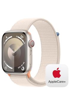 an apple watch is shown with the app on it's screen and its logo