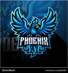 a blue bird with the word pheonix on it's chest and wings