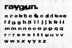 an old black and white typeface is shown with the letters in different font styles