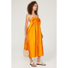 Orange cotton (100% Cotton). Empire. Sleeveless. Square neck. Back zipper closure. 38.5" from bust to hemline. Imported. Cecilie Bahnsen, Rent The Runway, Closet Designs, Empire Waist, Square Neck, Sundress, Square, Zipper, Orange