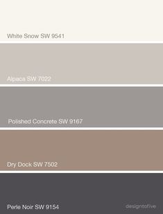 the different shades of gray and white paint in this color palette are shown on top of each