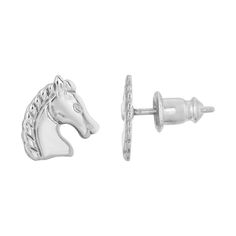 "Calling all horse lovers. Go for equine chic with our delightful horsehead stud earrings. These silver tone stud earrings are a favorite amongst the creative, bohemian chic women. Calling all horse lovers. Go for equine chic with our delightful horsehead stud earrings. These silver tone stud earrings are a favorite amongst the creative, bohemian chic women. Length: 0.4"" Plating: silver tone Finish: polished Backings: post Alloy Size: One Size. Gender: female. Age Group: adult." Vintage Style Outfits Retro, 1928 Jewelry, Horse Face, Beautiful Horse, Vintage Inspired Jewelry, Horse Lovers, Earrings Stud, Jewelry Companies, Bohemian Chic