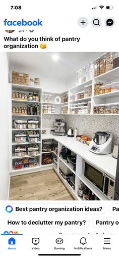 an image of a facebook page with the caption'what do you think of pantry organization? '