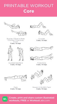 the printable workout poster shows how to do an abs of steel, including exercises for