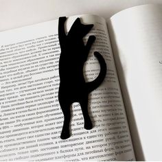 a book with a black cat cut out of it's side on top of an open book