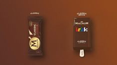 classic flavour comparison of magnum ice cream bar with magnum ice cream brick Magnum Ice Cream Bars, Adobe Dimension, Almond Flavor, Belgian Chocolate, Chocolate Almonds, Design Packaging