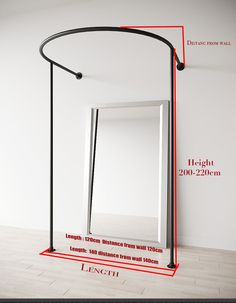 an open door is shown with measurements for the length and width in front of it