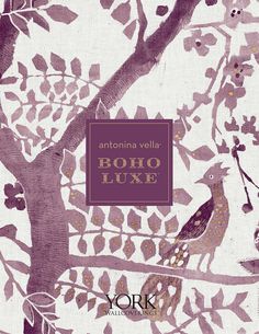 an image of a bird sitting on a tree branch in front of the words boho luxe