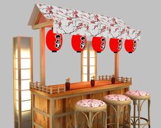 Japanese Food Stall Design, Japanese Booth Ideas, Japan Booth Design, Japanese Stall Design, Japanese Booth Design, Japanese Food Stall, Japanese Booth, Booth Design Food, Japan Decoration