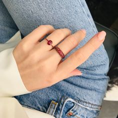 Ruby Pomegranate Ring – YI COLLECTION Ruby Ring Simple, Ruby Jewelry Ring, Ruby Ring Designs, Ruby Necklace Designs, Ruby Bangles, Bridal Jewellery Inspiration, Buy Gold And Silver, Diy Bead Embroidery, Antique Jewellery Designs