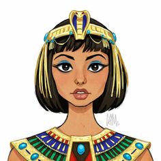 an egyptian woman with blue eyes and gold jewelry