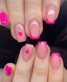 Valentine Nails Pink, Do It Yourself Nails, Barbie Pink Nails, Pink Tip Nails, Pink French Nails, Kids Nail Designs, Barbie Nails, Simple Gel Nails, Asos Fashion