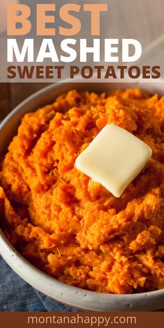 sweet potato mashed potatoes with butter in a bowl