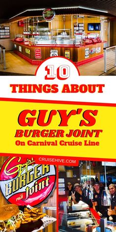 Everything to know about Guy's Burger Joint on Carnival Cruise Line, one of the most popular cruise ship dining venues in the industry. #cruise #cruises #cruisetravel #burgers #carnivalcruise #cruisetips Ice Climbing, Cruise Ship Vacation, The Best Burgers, West Coast Trail, Best Burgers, Utah Hikes, Pub Crawl, Travel Cards