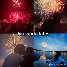 fireworks are lit up in the sky above water and people watching them from their boats