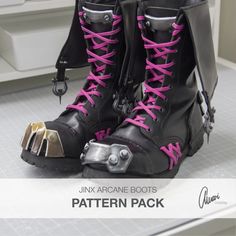 Jinx Boot Armor Pattern Pack for Jinx Arcane Cosplay | Etsy Jinx Boots Arcane, Jinx Cosplay Tutorial, Jinx Shoes, Jinx Cosplay Arcane, Jinx Boots, Jinx Outfit, Jinx Costume, Cosplay Jinx, Arcane Cosplay