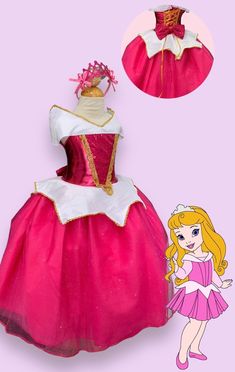 Perfect dress for your princess, made of the best quality and with a unique design. Our princess dresses have crinoline sewn into the lining which will add extra volume. Your Princess will love her Aurora Sleeping Beauty Inspired dress because when she puts it on she will feel like a unique Princess and ready for her event.   Incluye / Includes: Vestido & Accesorio para el cabello / Dress & Hair Accessory Detalles / Details: Lentejuela de Brillo, Tul de Brillo, Cierre de Cremallera en la espalda Princess Aurora, Aurora Cosplay, Princess Aurora Dress, Aurora Dress, Toddler Dresses, Dress Princess, Cosplay Dress, Pink Princess, Sequin Top