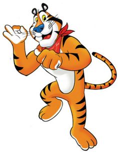 a cartoon tiger is running and waving