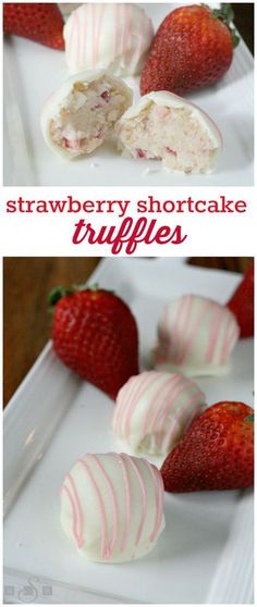 strawberry shortcake truffles on a white plate