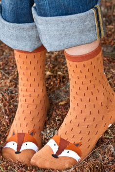 Fox Slipper Socks | Sock Dreams Thigh High Socks Plus Size, Fox Slippers, Kilt Socks, Fox Socks, Half Socks, Plus Size Tights, Tabi Socks, Sweater Socks, Funky Socks