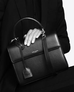 saintlaurent, Small Moujik Bag in Black Leather Black Structured Bag, Yves St Laurent Bag, Yves Saint Laurent Bag, Elegant Purse, Leather Inspiration, St Laurent, Minimal Accessories, Black Handbag, Chic Leather