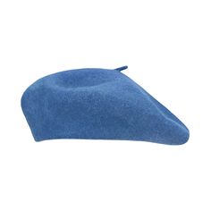 a blue hat is shown on a white background and it looks like something from outer space